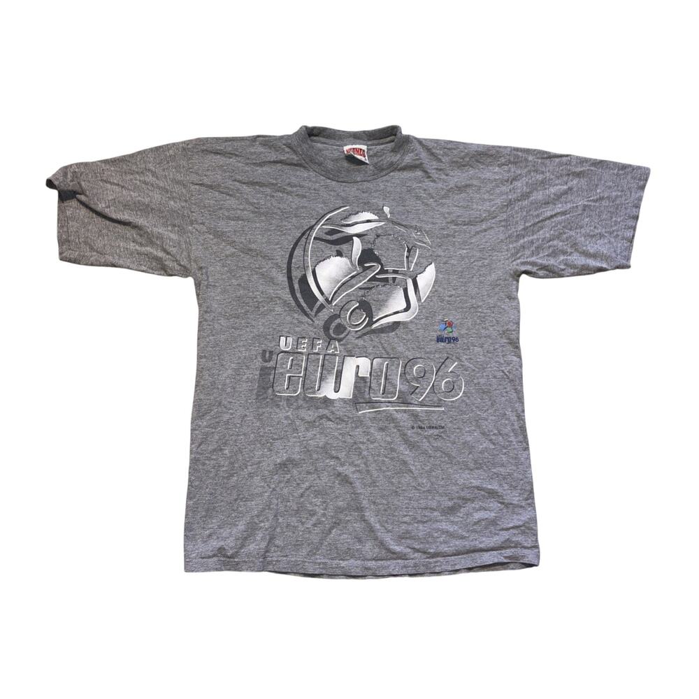 Vintage Style UEFA Euro 96 Soccer T Shirt Gray XL Goaliath Mascot 1996 Football